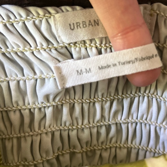 Urban Outfitters Green Retro Floral Checkerboard Ruched Crop Top – Size M - Picture 8 of 11